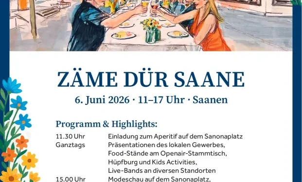 Zäme dür Saane – Saanen à Table – Samstag, 6. Juni 2026, 11.00 Bis 18.00 Uhr mit Open-Air-Tafelrunde