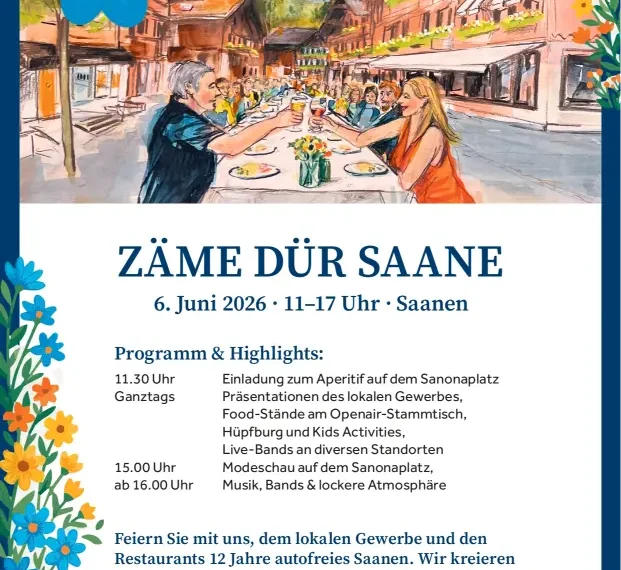 Zäme dür Saane – Saanen à Table – Samstag, 6. Juni 2026, 11.00 Bis 18.00 Uhr mit Open-Air-Tafelrunde
