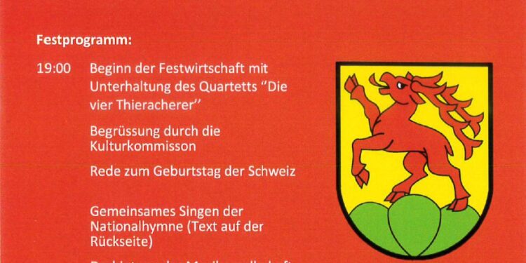 Bundesfeier in Thierachern am 31. Juli auf der Schulanlage Kandermatte