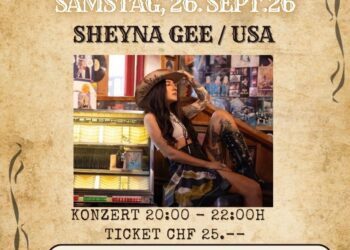 26. September 2026, 20.00 Uhr Sheyna Gee live im Restaurant Rebleuten in Oberhofen